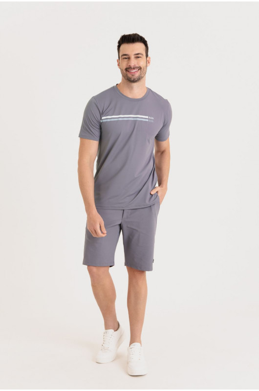 Camiseta Stripes Masculina Cinza Chumbo - 24271682 