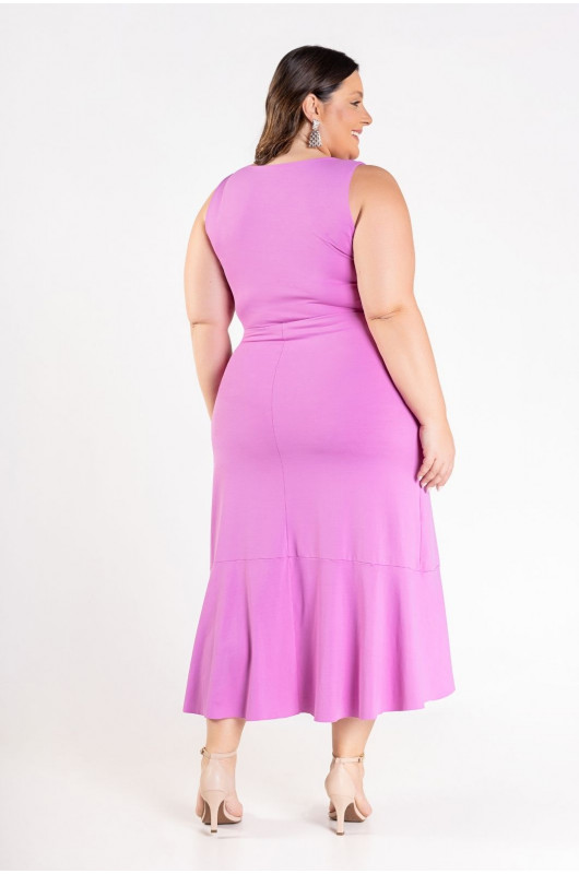 Vestido Feminino c/ Bolsos Plus Size Lilás - 24271109