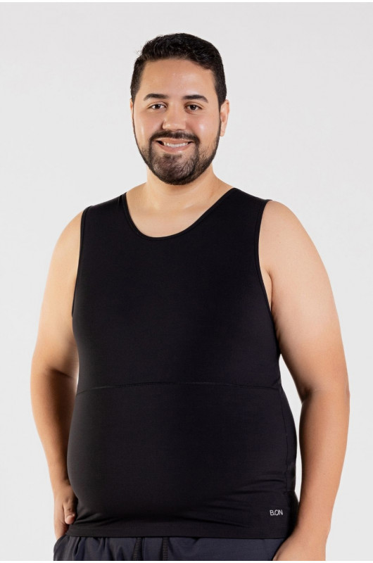 Regata Modeladora Postural Unissex Média Compressão Plus Size Preta - 24270053