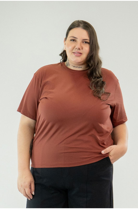 Camiseta B.ON Air Feminina Plus Size Vermelho Cornalina - 24271975