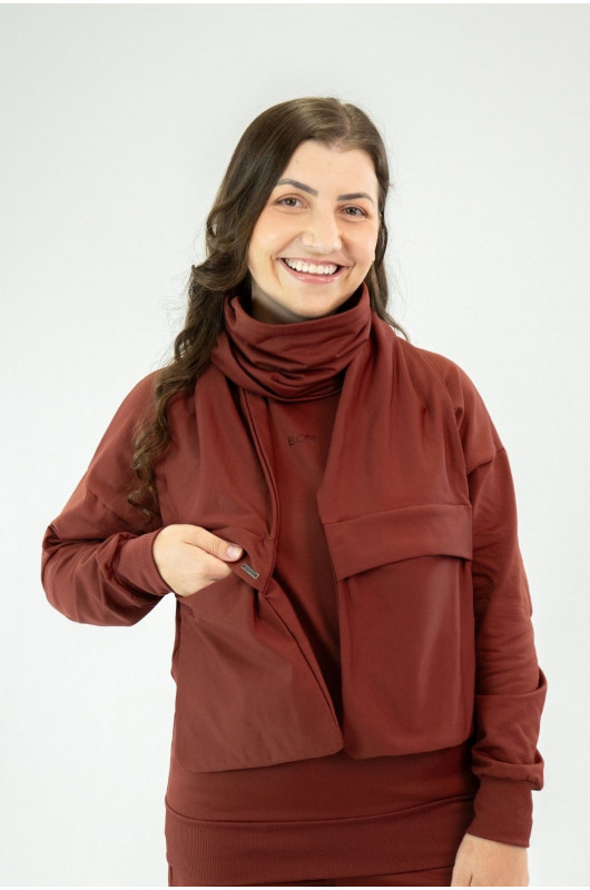 Cachecol Unissex com Bolsos Peluciados Vermelho Cornalina – 24271964