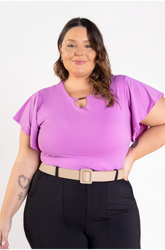 Blusa Feminina Casual Plus Size Lilás - 24271006