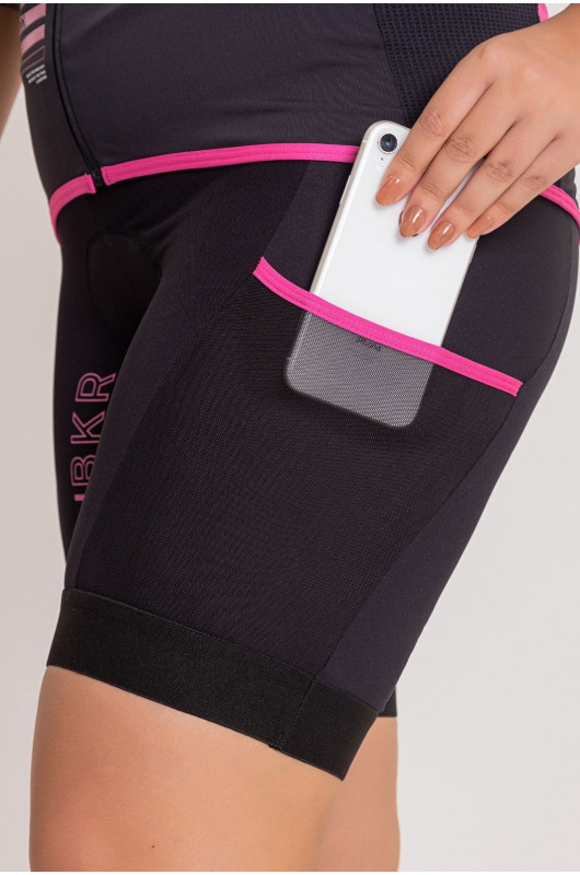 Bermuda Feminina Ciclismo Preta c/ Rosa - 24270719