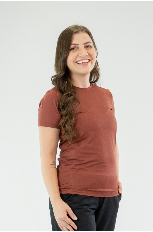 Camiseta B.ON Air Slim Alongada Feminina Vermelho Cornalina - 24271965