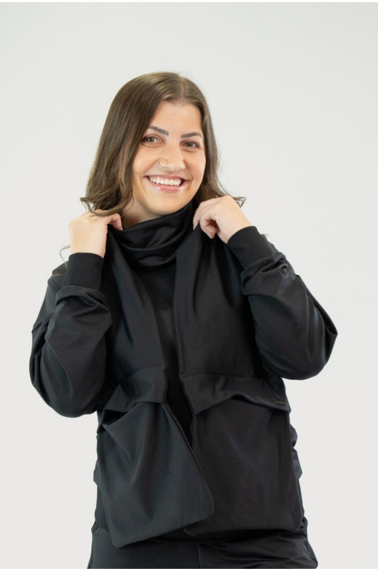 Cachecol Unissex com Bolsos Peluciados Preto – 24271854