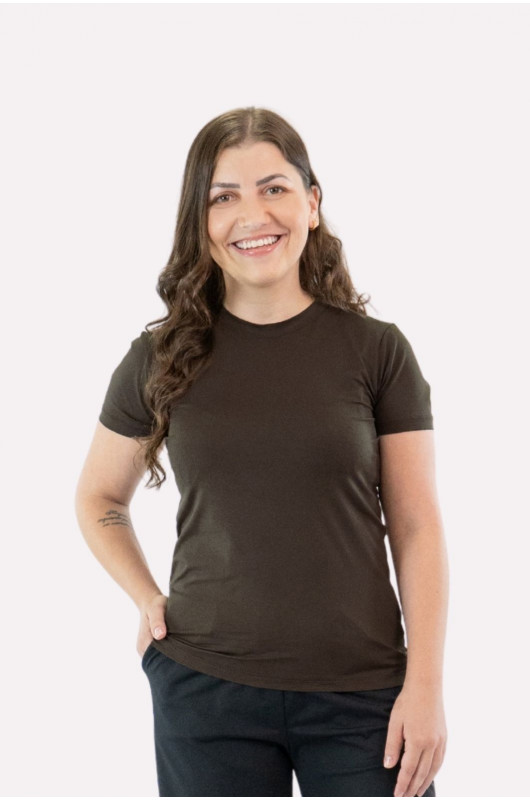 Camiseta B.ON Air Slim Alongada Feminina Marrom Expresso – 24271905