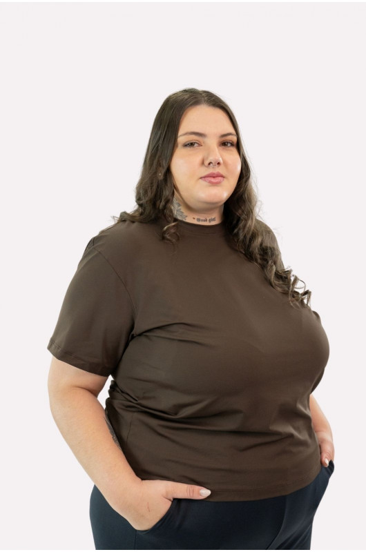 Camiseta B.ON Air Feminina Plus Size Marrom Expresso – 24271903