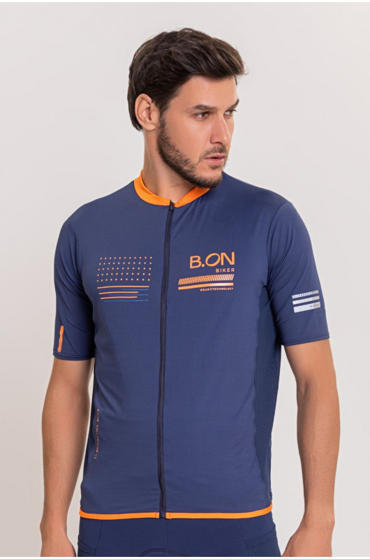 Camisa Ciclismo  Masculina Marinho c/ Laranja - 24270711 