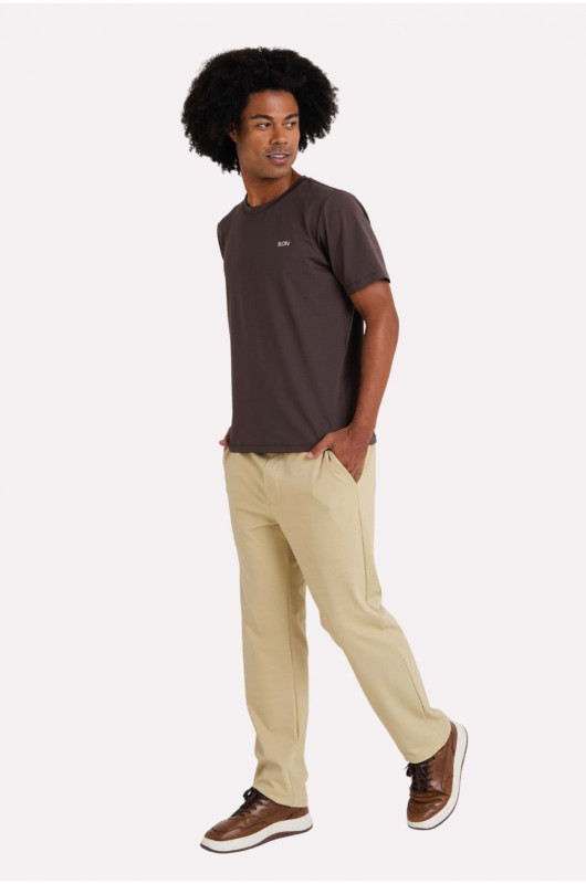 Camiseta Masculina Estampada Marrom Expresso – 24271566