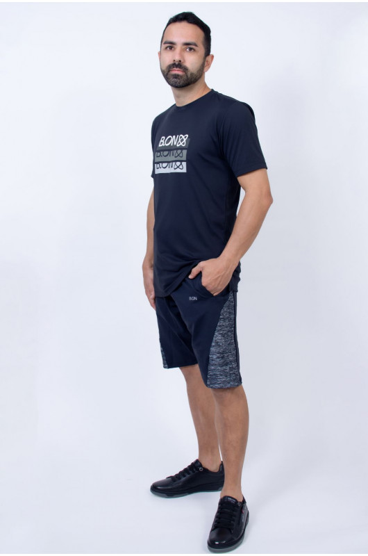 Camiseta Masculina B.ON Antiviral Estampada Preta - 24271011