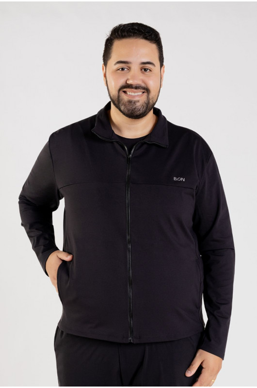 Jaqueta Casual Plus Size Masculina Preta - 24271075