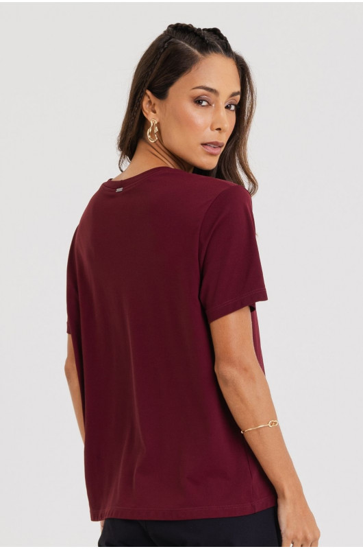Camiseta Basic Feminina Bordô - 24271563 