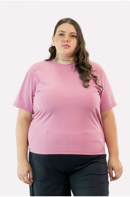 Camiseta B.ON Air Feminina Plus Size Rosa Cashmere - 24271952