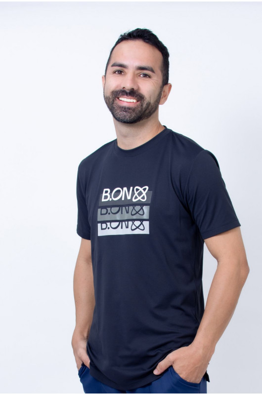Camiseta Masculina B.ON Antiviral Estampada Preta - 24271011