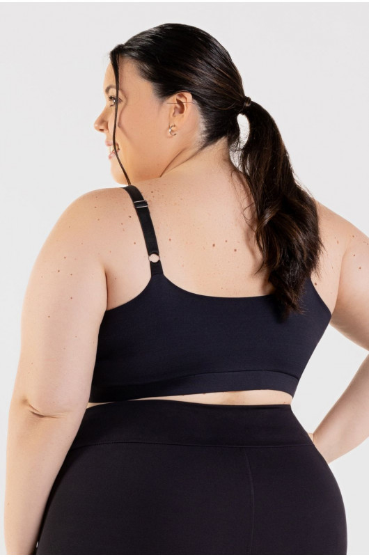Top Sutiã Feminino c/ Abertura Frontal Plus Size Preto - 24271096