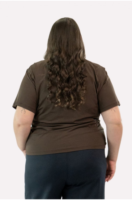 Camiseta B.ON Air Feminina Plus Size Marrom Expresso – 24271903