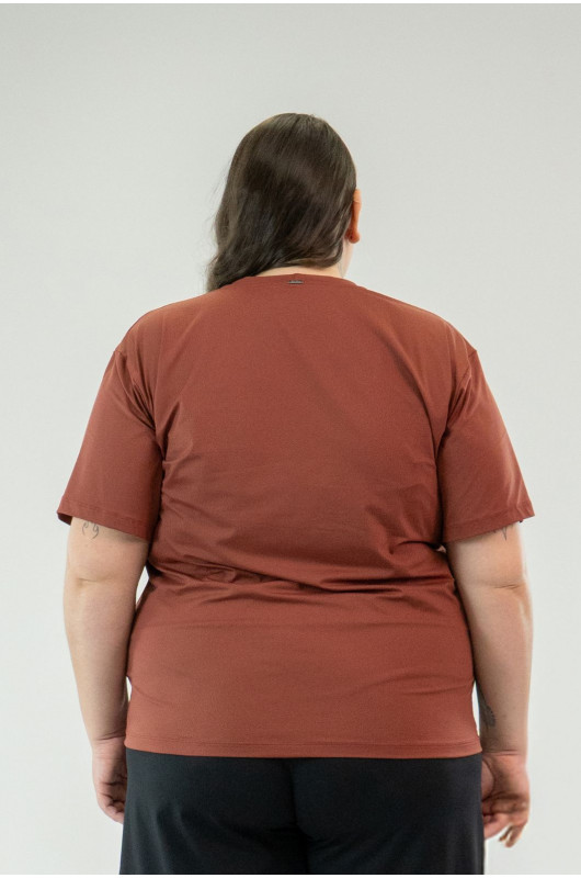 Camiseta B.ON Air Feminina Plus Size Vermelho Cornalina - 24271975