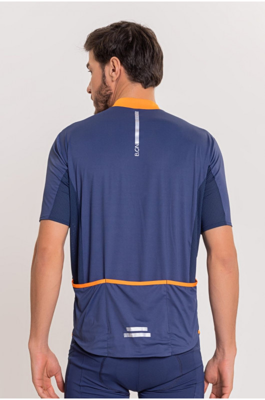 Camisa Ciclismo  Masculina Marinho c/ Laranja - 24270711 