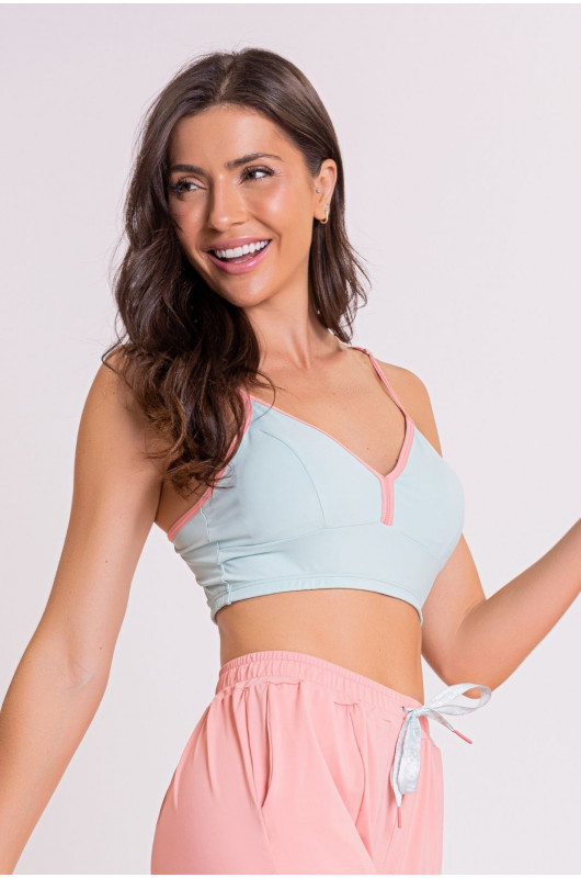 Top Alongado Feminino Pijama Verde Light - 24270782