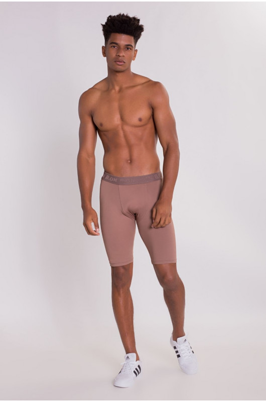 Cueca Boxer Alongada Média Compressão Masculina Nude Marrom - 24270373
