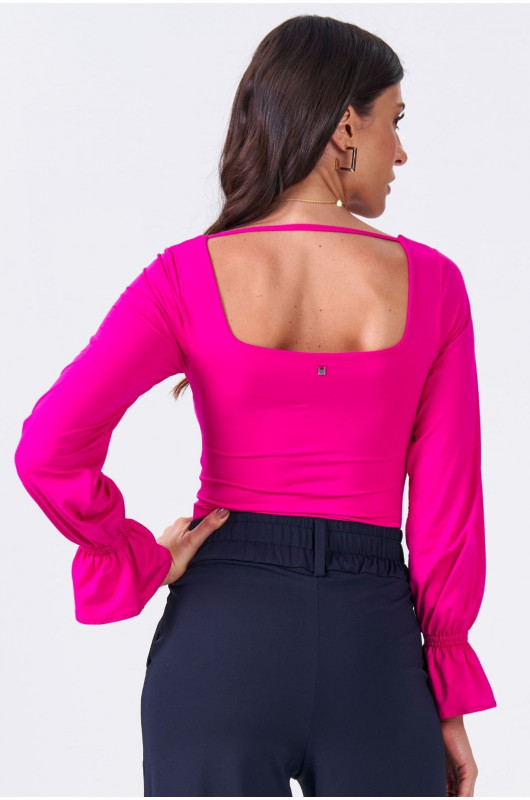 Blusa Feminina Decote Quadrado Pink Paris - 24270846