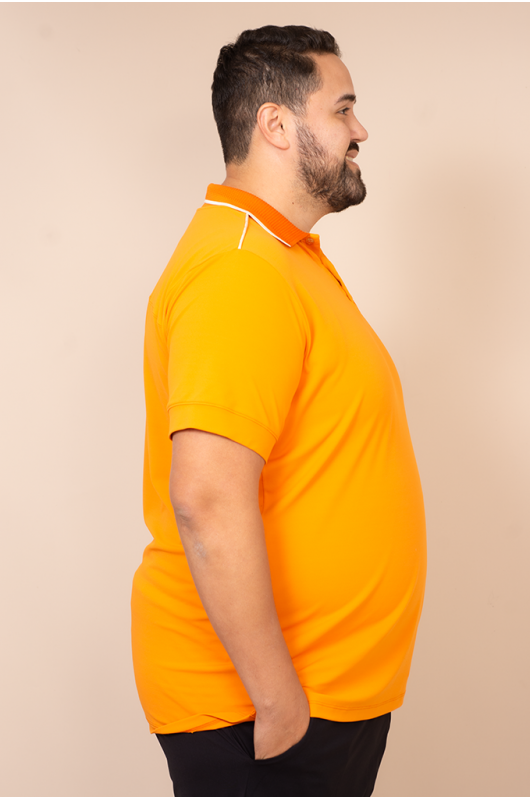 Camisa Gola Polo Plus Size Masculina Laranja 24271272