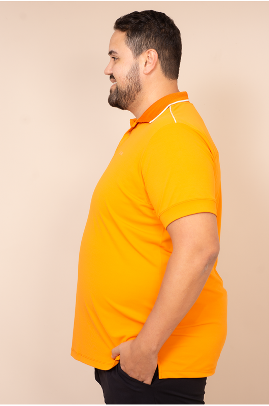 Camisa Gola Polo Plus Size Masculina Laranja 24271272