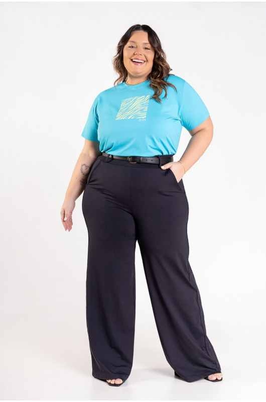 Calça Feminina  Wide Leg Plus Size Preta - 24270911