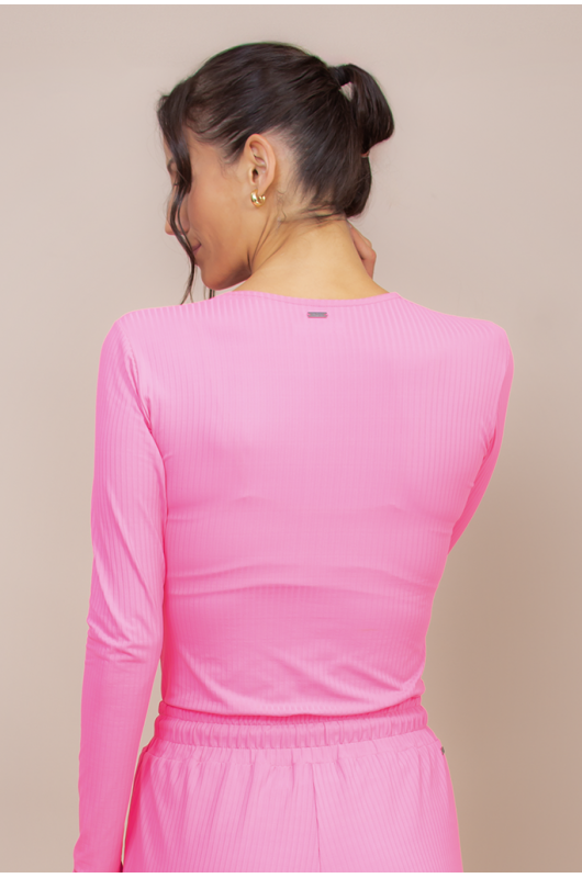 Blusa Feminina Basic Canelada Pink Cosmos - 24271223