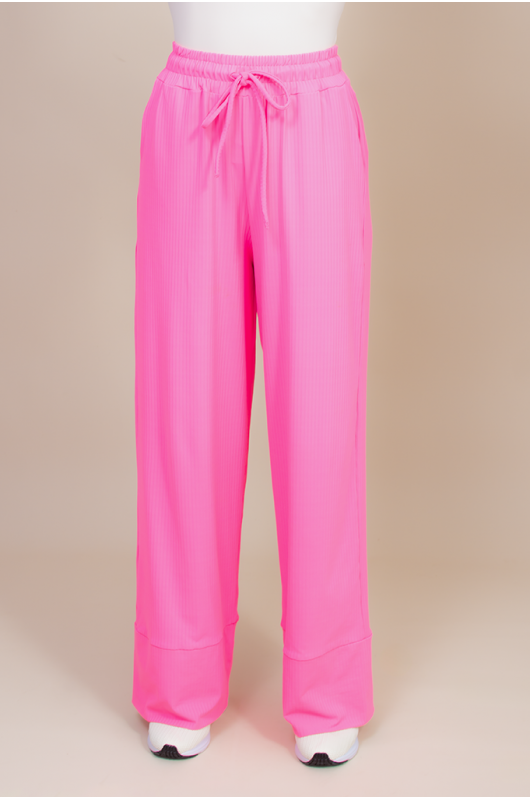 Calça Ampla Feminina Comfy Canelada Pink Cosmos - 24271204