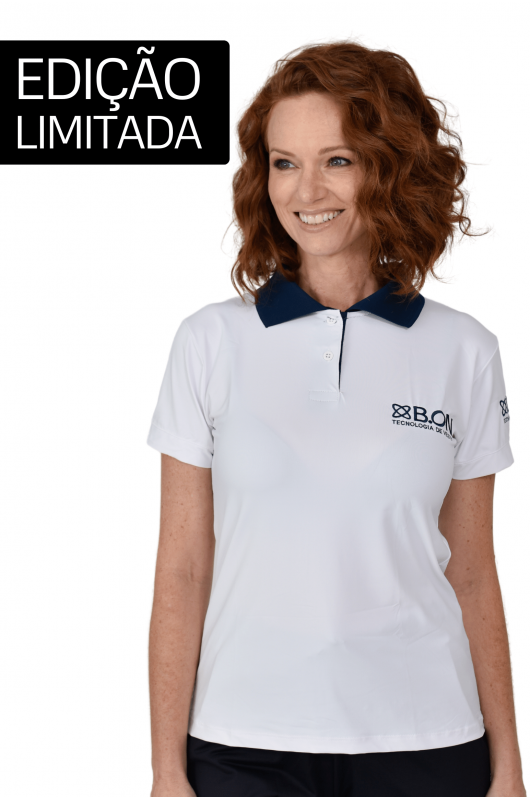 Camisa Gola Polo Feminina B.ON Distribuidor Branca - 24270237