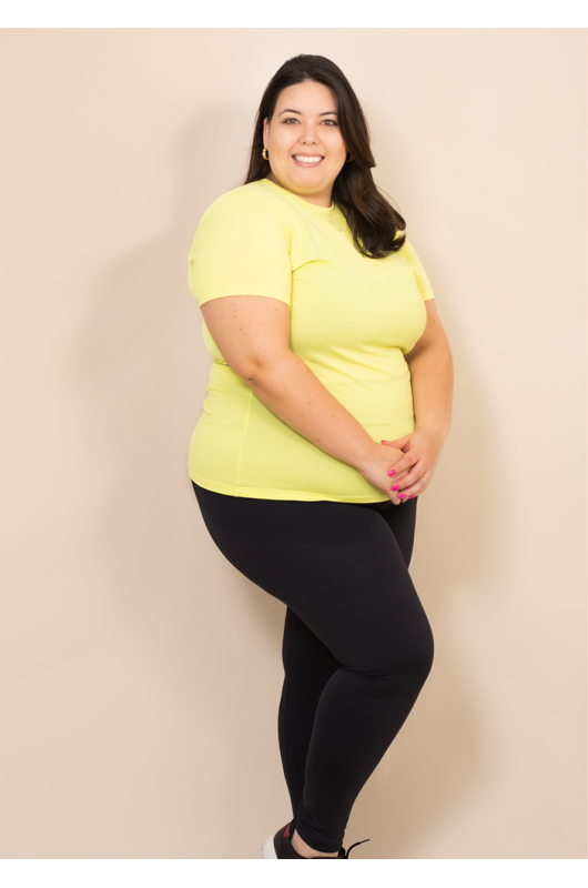 Camiseta Feminina Dry Slim Fit Plus Size Verde Lima - 24271318