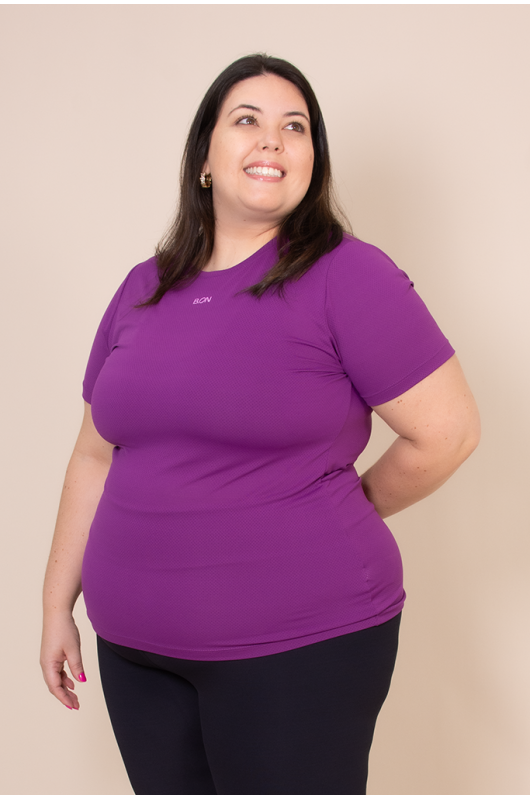 Camiseta Feminina Dry Slim Fit Plus Size Roxo - 24271320