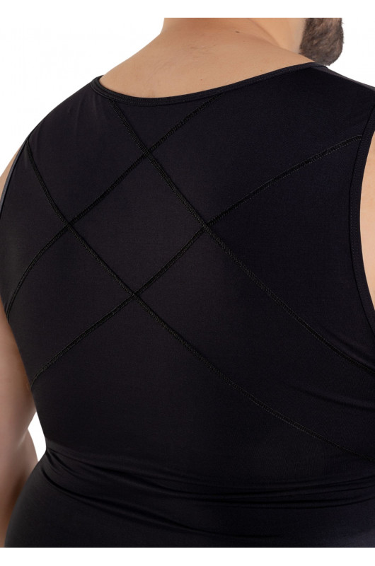 Regata Modeladora Postural Unissex Média Compressão Plus Size Preta - 24270053