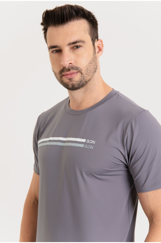 Camiseta Stripes Masculina Cinza Chumbo - 24271682 