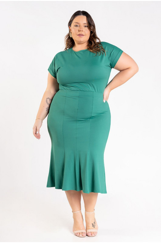 Saia Feminina Casual Plus Size Verde Esmeralda - 24271105