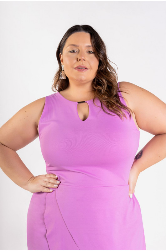 Vestido Feminino c/ Bolsos Plus Size Lilás - 24271109