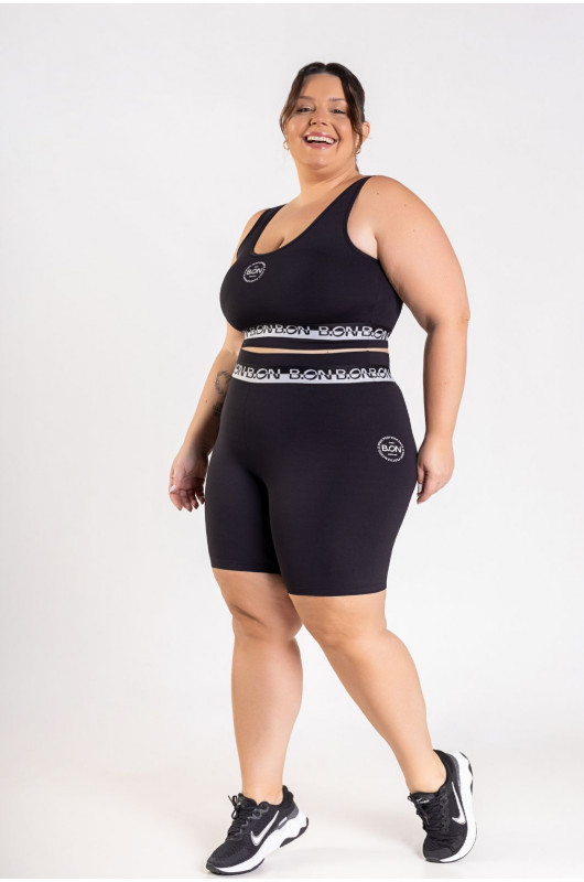 Bermuda Elastic Plus Size Feminina Preta - 24271108