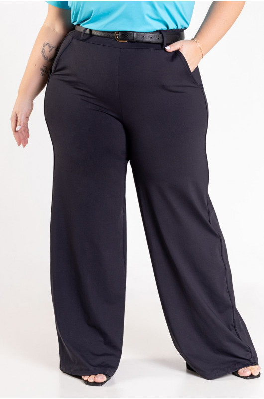 Calça Feminina  Wide Leg Plus Size Preta - 24270911