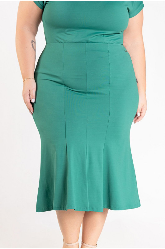 Saia Feminina Casual Plus Size Verde Esmeralda - 24271105