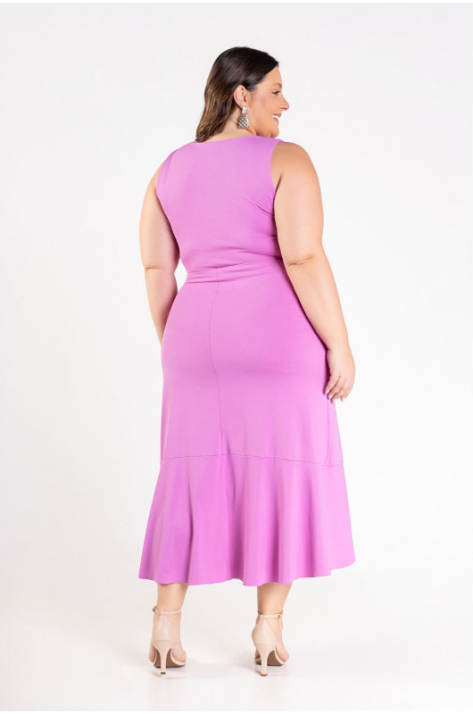 Vestido Feminino c/ Bolsos Plus Size Lilás - 24271109