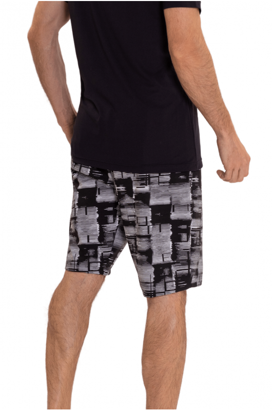 Bermuda Jacquard Masculina Preta e Branca - 24270073