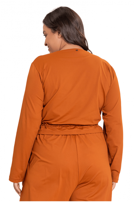Blusa Feminina c/ Franzido Ochre - 24270612 
