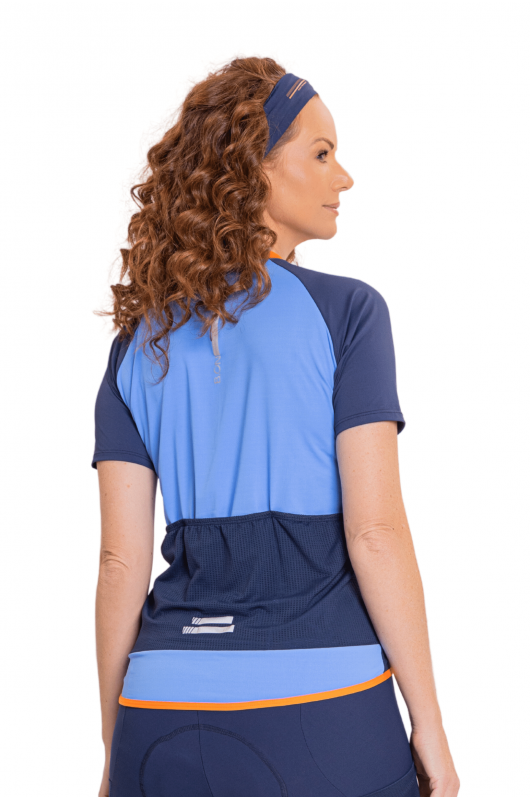 Camisa Feminina Ciclismo Marinho c/ Laranja - 24270713