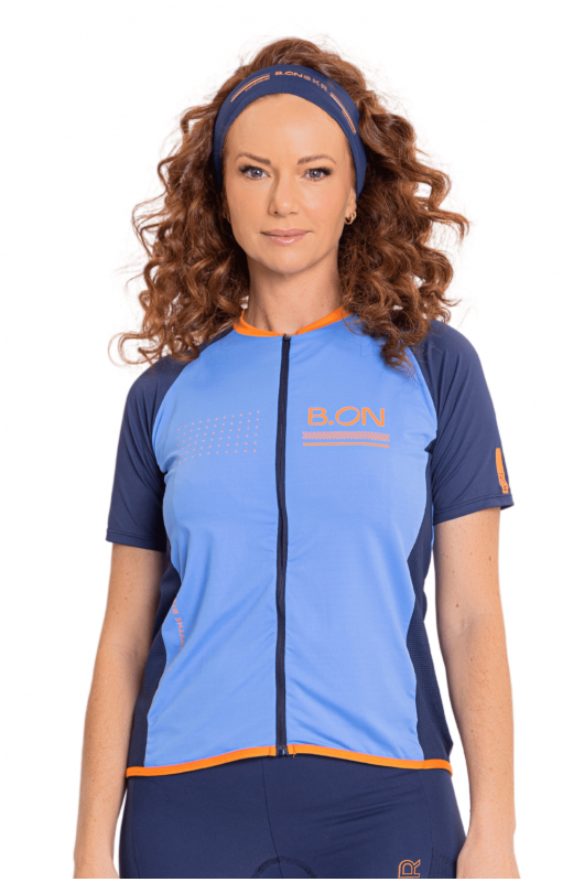 Camisa Feminina Ciclismo Marinho c/ Laranja - 24270713