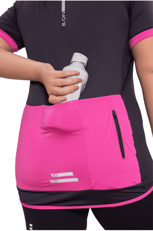 Camisa Feminina Ciclismo Preta c/ Rosa - 24270718