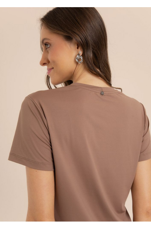 Camiseta Basic Feminina Marrom Café - 24271399