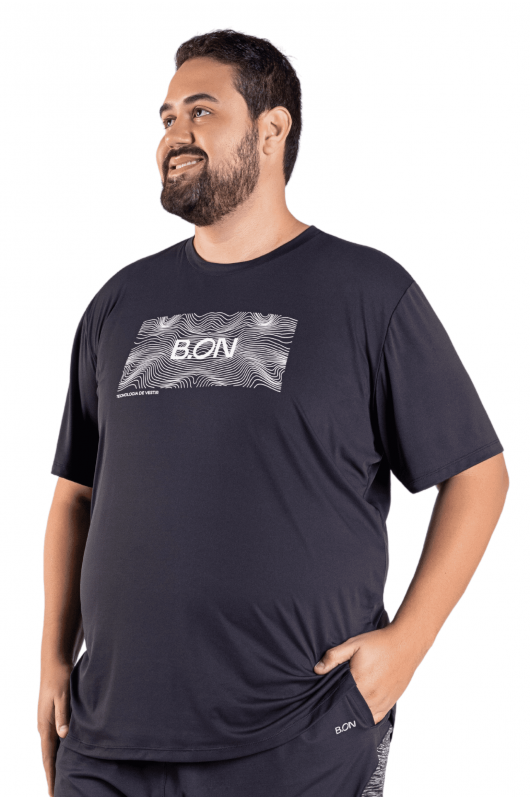 Camiseta Masculina Estampada Plus Size Preta - 24271113