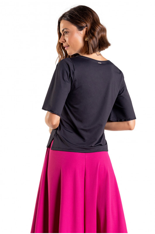 Blusa Feminina Mangas Amplas Preta - 24270974