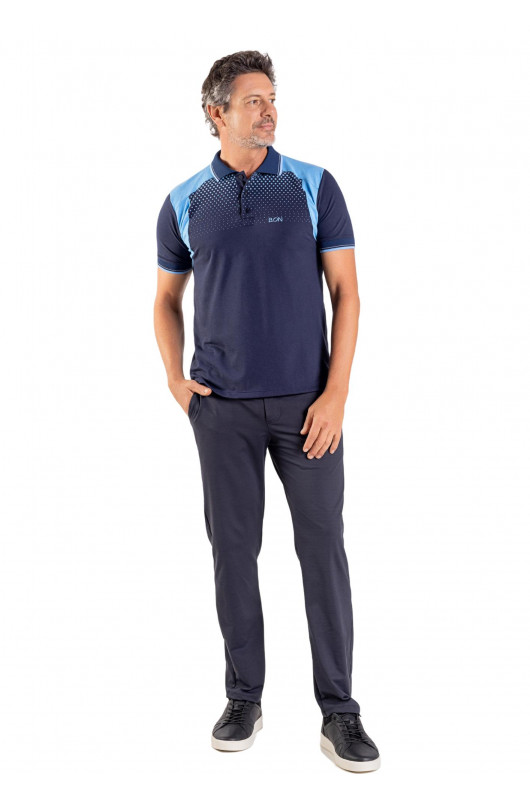 Camisa Gola Polo Estampada Masculina Marinho - 24271092